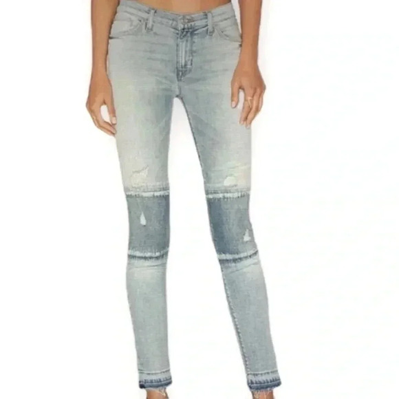 HUDSON ‘Nico Custom Midrise Patchwork Super  Skinny’ Denim Jeans Size 26 - Picture 1 of 10